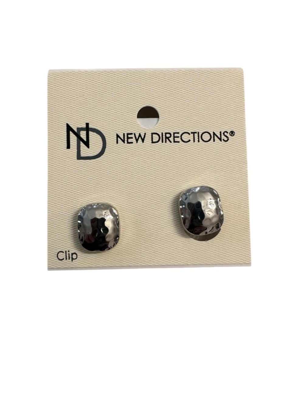 New Directions Women's Silver Textured Clip-On Earrings NWT